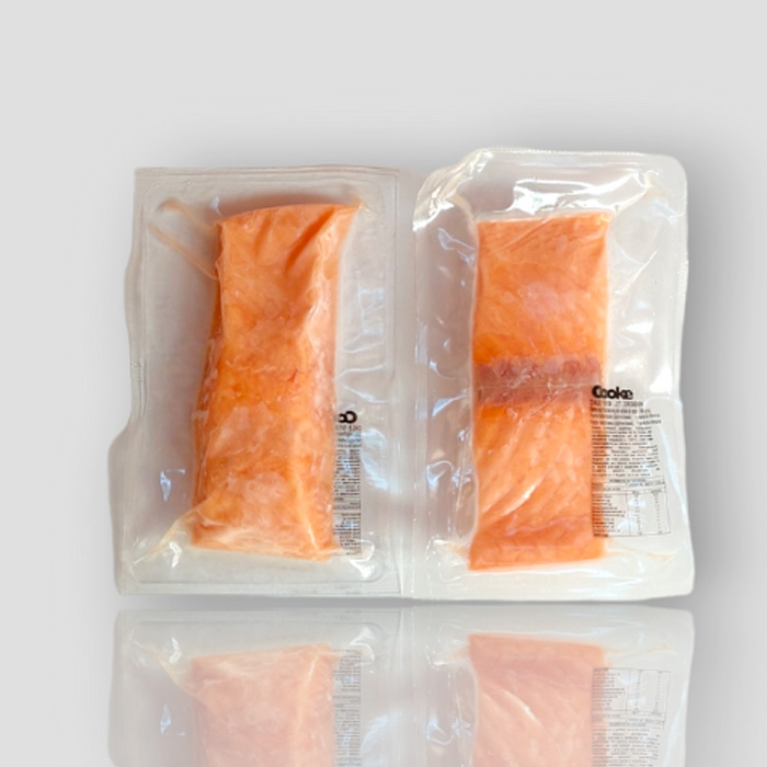 Porción de salmón sin piel sin espinas sellada al vacío (kilo)